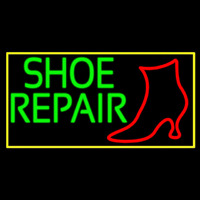 Shoe Repair Yellow Border Neon Skilt