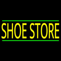 Shoe Store With Green Line Neon Skilt