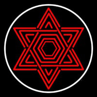 Star Of David Judaism With Border Neon Skilt