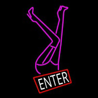 Strip Girl Enter Logo Neon Skilt