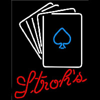 Strohs Cards Beer Sign Neon Skilt