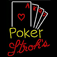 Strohs Poker Ace Series Beer Sign Neon Skilt