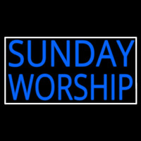 Sunday Worship With Border Neon Skilt