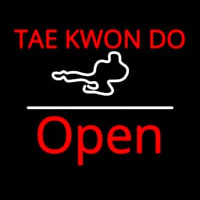 Tae Kwon Do Logo Script1 Open White Line Neon Skilt