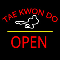 Tae Kwon Do Logo Script2 Open Yellow Line Neon Skilt