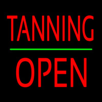 Tanning Block Open Green Line Neon Skilt