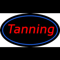 Tanning Oval Blue Border Neon Skilt