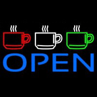 Three Cup Open Neon Skilt