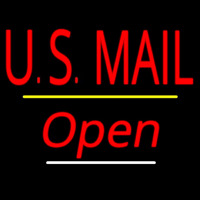 Us Mail Script2 Open Yellow Line Neon Skilt