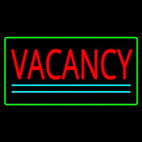 Vacancy Rectangle Green Neon Skilt