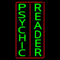 Vertical Green Psychic Reader Red Border Neon Skilt