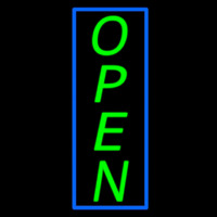 Vertical Open With Blue Border Neon Skilt