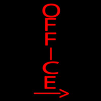 Vertical Red Office With Arrow Neon Skilt