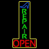 Vertical Shoe Repair Open Neon Skilt