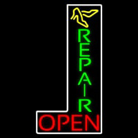 Vertical Shoe Repair Red Open Neon Skilt