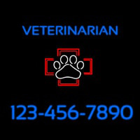 Veterinarian With Phone Number Neon Skilt