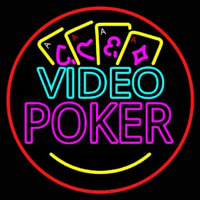 Video Poker With Cards 1 Neon Skilt