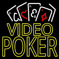 Video Poker With Cards Neon Skilt