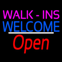 Walk Ins Welcome Open White Line Neon Skilt