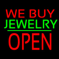 We Buy Jewelry Block Open Green Line Neon Skilt