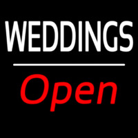 Weddings Open White Line Neon Skilt