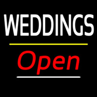 Weddings Open Yellow Line Neon Skilt