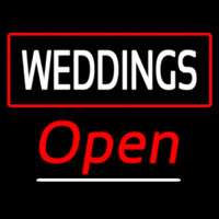 Weddings White Open Red Neon Skilt