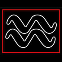 White Aquarius Logo Red Border Neon Skilt