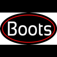 White Boots Red Border Neon Skilt