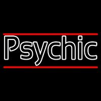 White Double Stroke Psychic And Red Line Neon Skilt