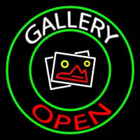 White Gallery Red Open Neon Skilt