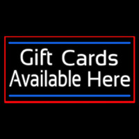 White Gift Cards Available Here Blue Line Neon Skilt