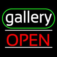 White Letters Gallery With Open 3 Neon Skilt