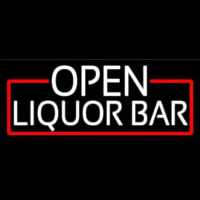 White Liquor Bar With Red Border Neon Skilt