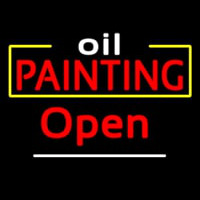 White Oil Red Painting Open Neon Skilt