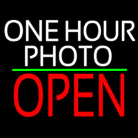 White One Hour Photo Open 1 Neon Skilt