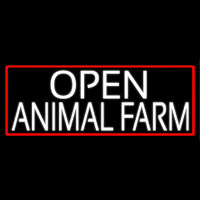 White Open Animal Farm With Red Border Neon Skilt