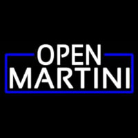 White Open Martini With Blue Border Real Neon Glass Tube Neon Skilt