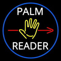 White Palm Reader Red Arrow Blue Border Neon Skilt