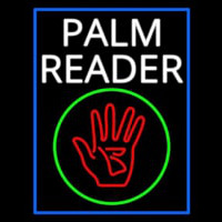 White Palm Reader With Logo Blue Border Neon Skilt