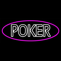 White Poker With Oval Neon Skilt