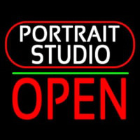 White Portrait Studio Open 1 Neon Skilt