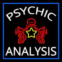 White Psychic Analysis With Logo And Blue Border Neon Skilt