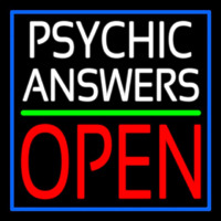 White Psychic Answers Red Open Green Line Neon Skilt