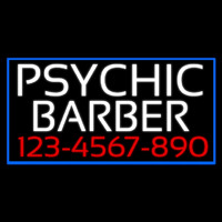 White Psychic Barber With Phone Number Neon Skilt