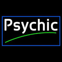 White Psychic Green Line Neon Skilt