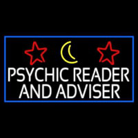 White Psychic Reader And Advisor With Blue Border Neon Skilt