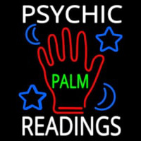 White Psychic Readings Green Palm With Logo Neon Skilt