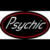 White Psychic Red Border Neon Skilt