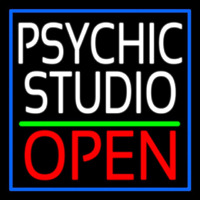 White Psychic Studio Red Open Green Line Neon Skilt